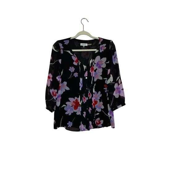 Calvin Klein floral blouse size small - Picture 1 of 8